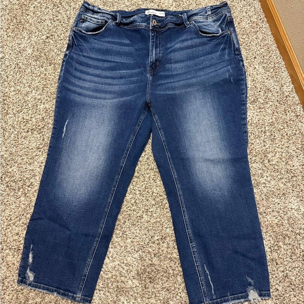 KanCan Women's Deep Blue Cropped Jeans